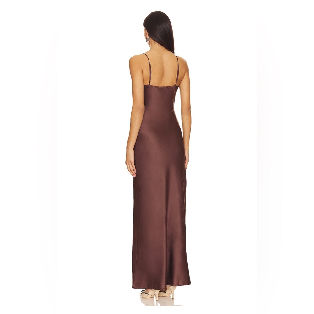 Elegant Brown Satin Dress - Picture 2 of 4